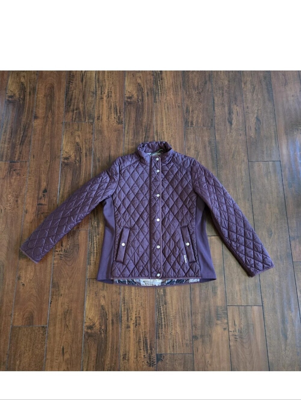 Barbour Yarrow Quilted Puffer Zip-Up Lightweight Black Cherry Jacket US Size 12 - Picture 3 of 16